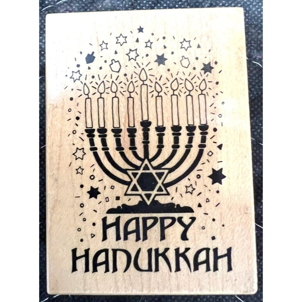 Vintage PSX 1993 Happy Hanukkah Rubber Stamp F-086
